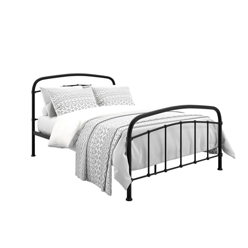 HALSTON BLACK METAL BED BED, Double (4'6)