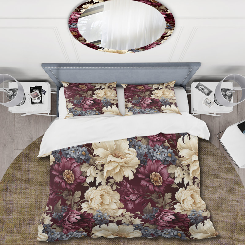 Ensemble de housse de couette Renaissance Revival Victorian, Housse de couette simple + 1 taie décorative stan