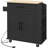 Rolling Kitchen Island With Ac Outlets And , Storage, Microwave Stand Towel & Spice Rack, Black Storage Ports, Cart,