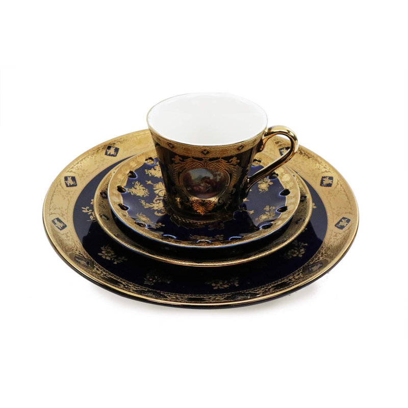 Kendall Piece Porcelain China Dinnerware Set - Service for 4