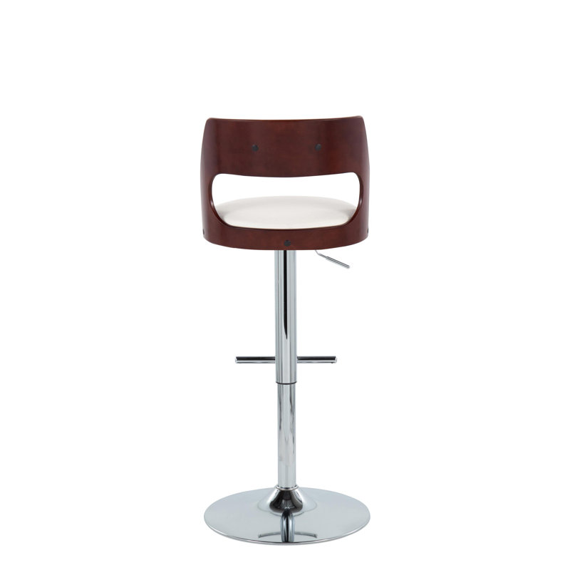 Tabouret de bar Arabelle, Chrome / acajou, Blanc