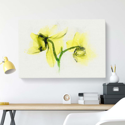 Yellow Orchid Flower in Abstract - Wrapped Canvas