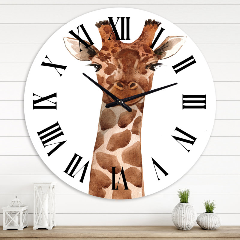 Portrait d'une girafe X - Horloge murale de ferme, Surdimensionné