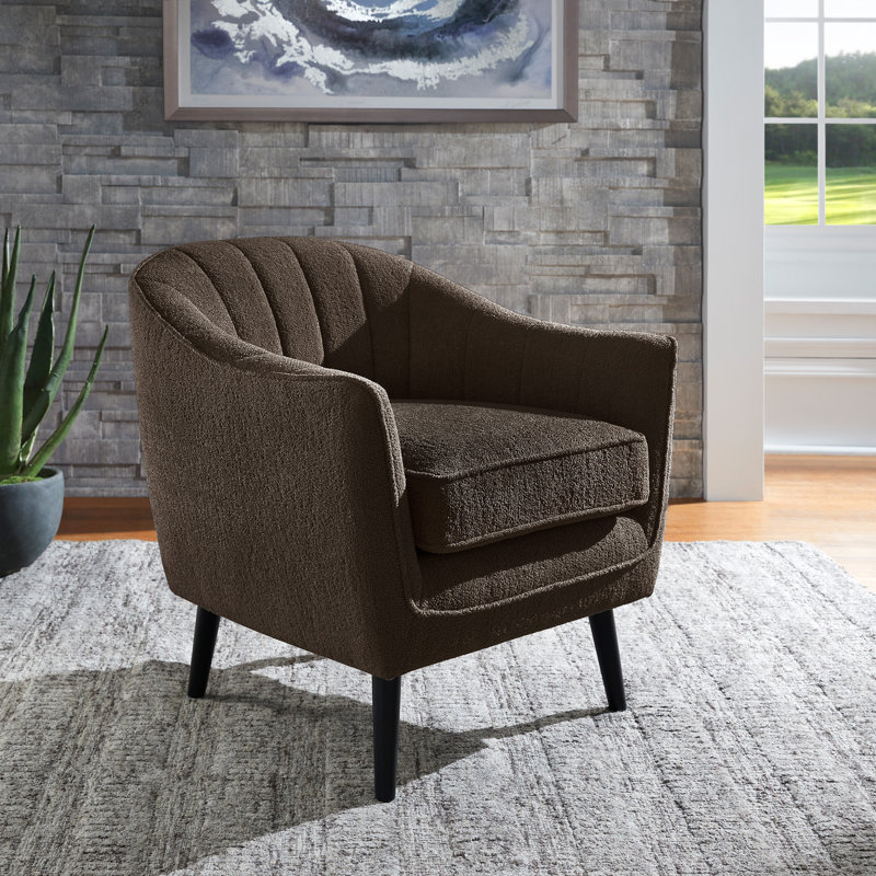 Arim Upholstered Barrel Chair, Brown Polyester Blend