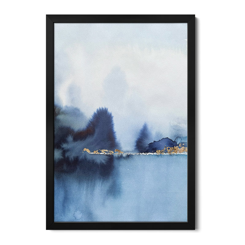 «A Serene Misty Landscape In Shades Of Blue», reproduction d'art mural - affiche de galerie, H 32 po x l 24 po