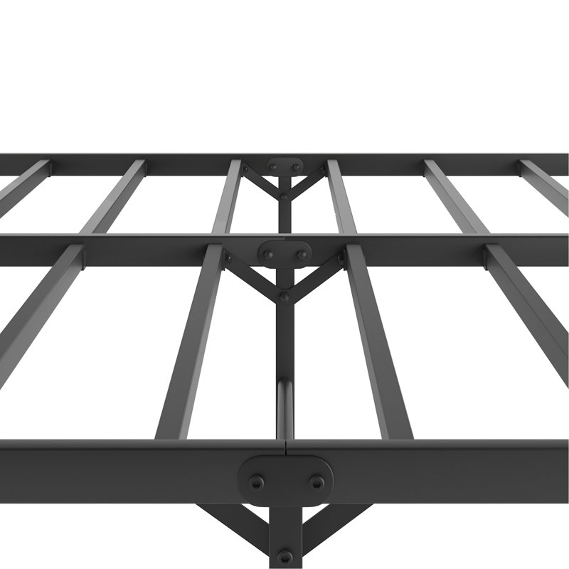 Black Metal Platform King Bed, With A Construction And No Box Spring Needed Bed For King, Reinforced Structure Long-Lasting Use
