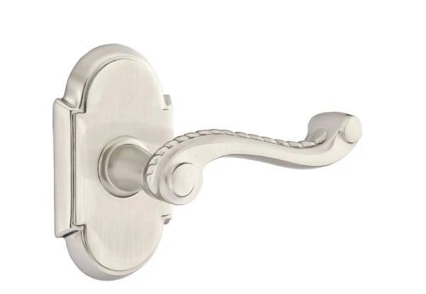 Mortaise intérieure Emtek avec rosette et levier # 8, Gauche, Nickel satiné
