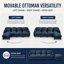 Canapé modulaire en chenille 4 places avec repose-pieds mobile Sarvis, coussins de style nuage et coussins lombaires Sarvis, bleu-694939474