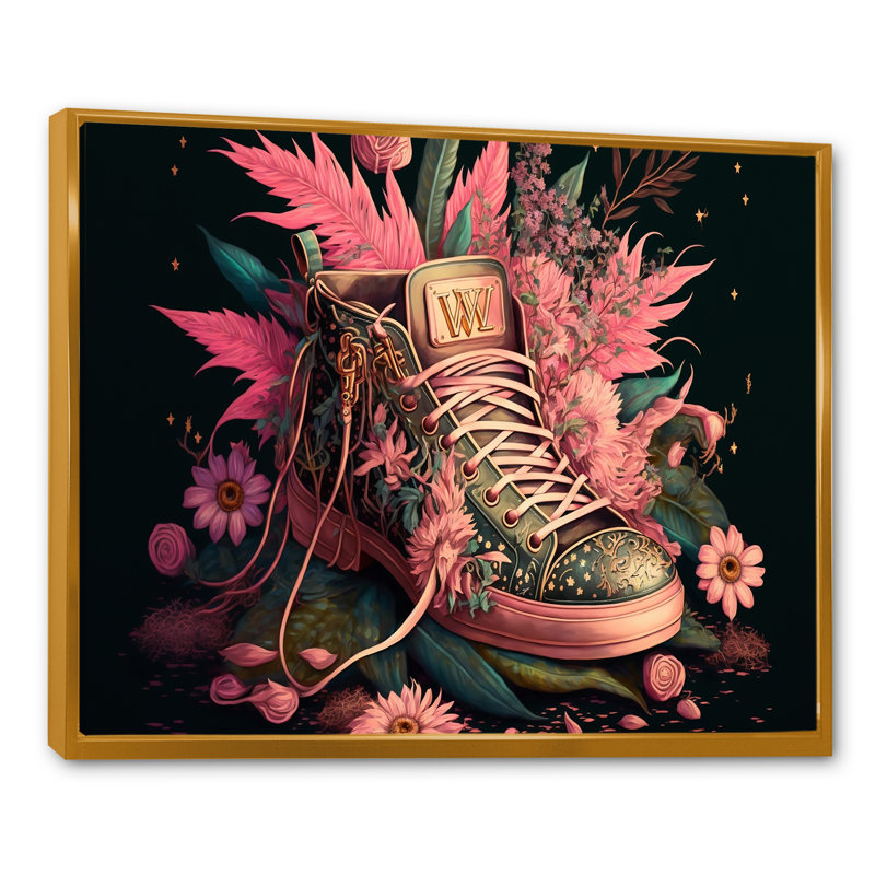 - Art mural sur toile tendance, H 16 po x l 32 po x P 1 po, Toile avec cadre flottant or