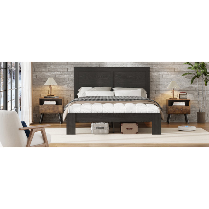 Base de lit plateforme en bois, Lit double