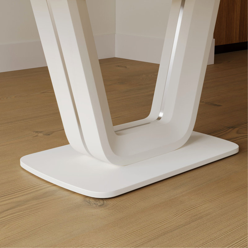 62,99-78,74 po, table de salle à manger blanche et gris, table de salle à manger en panneau de fibres à densité moyenne et table de salle à manger extensible de style industriel moderne avec pieds en forme de U, convenant à la maison et au bureau