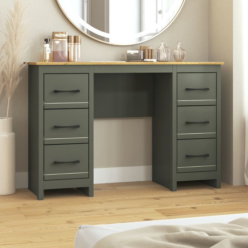 Limestone Alezae  6 Drawers Dressing Table, Kale Green