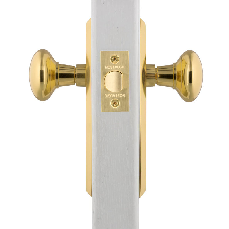 New York Plate with New York Door Knob, Unlacquered Brass, 2-3/8"