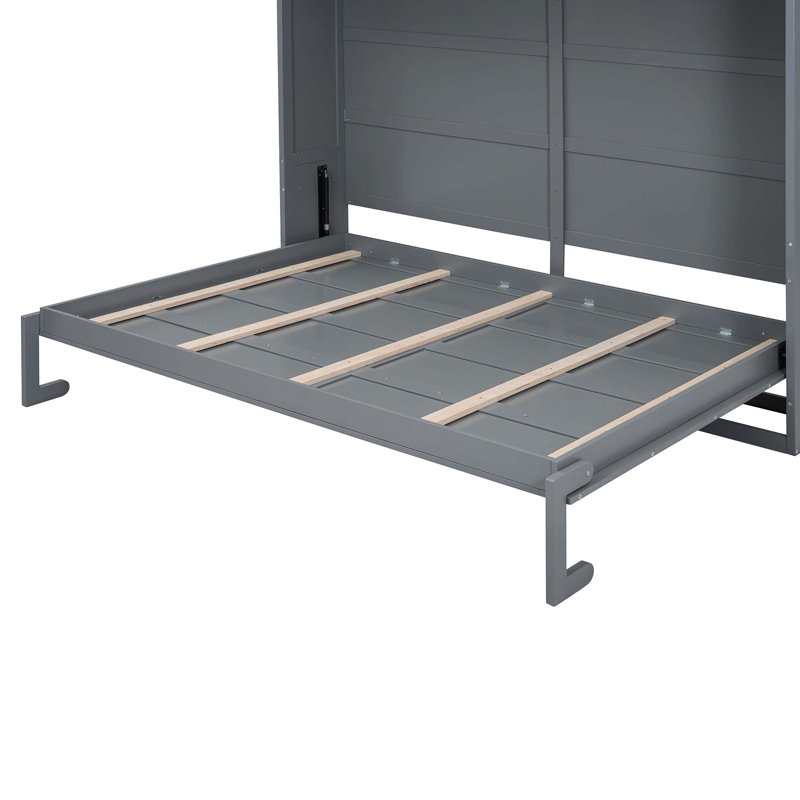 Lit escamotable mural avec tablettes supérieures et ports de chargement USB