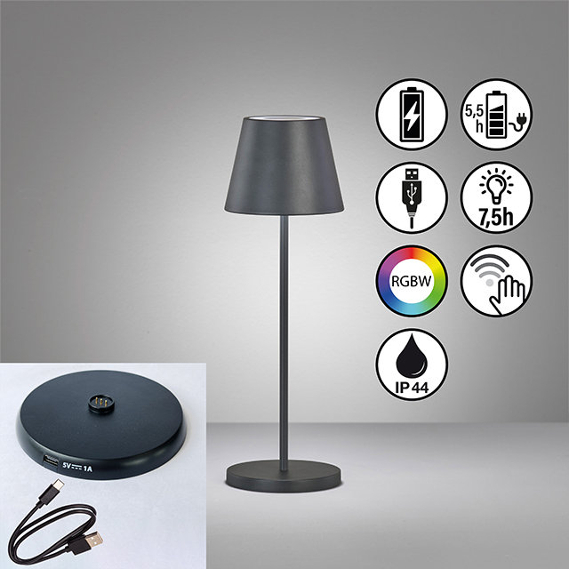 Adaidh Metal USB Battery -operated Table Lamp Lamp, Black