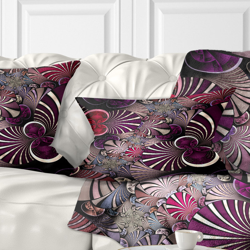Fleur fractale violet foncé - coussin imprimé abstrait