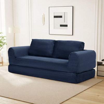 Boneless Cloud Compression Convertible Floor Sofa Bed, High-Density Sponge & Corduroy Fabric Futon Loveseat