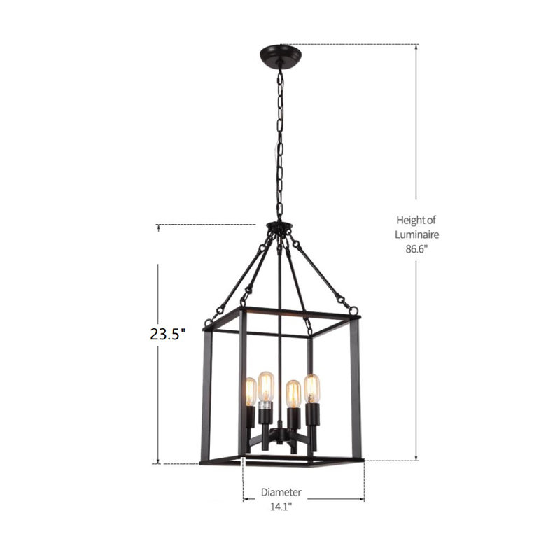 Luminaire suspendu carré à 4 lumières Nil