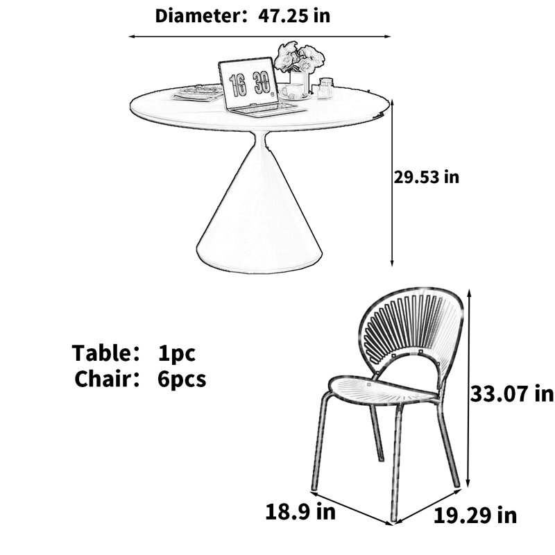 Table de salle à manger moderne en pierre frittée blanc crème, H 29,53 po x L 47,25 po x l 47,25 po