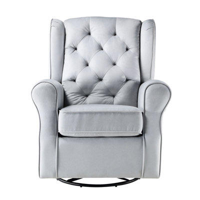 Fauteuil pivotant gris avec glissière et pieds en métal fiables