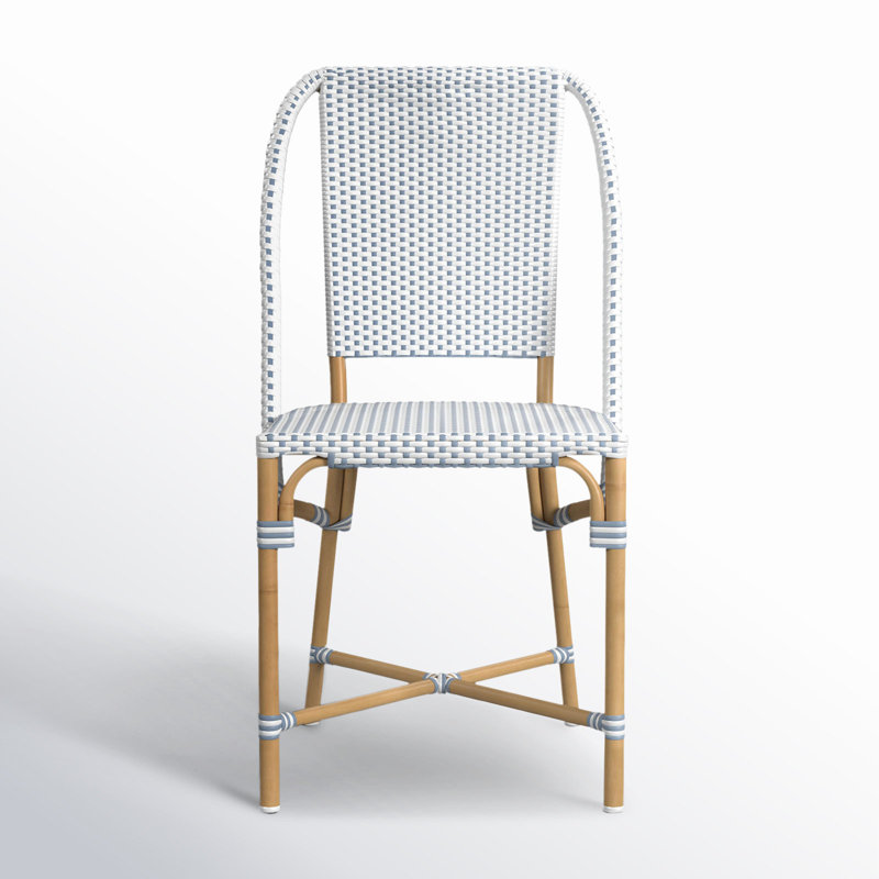 Ellie Wicker Dining Side Chair, Blue/White