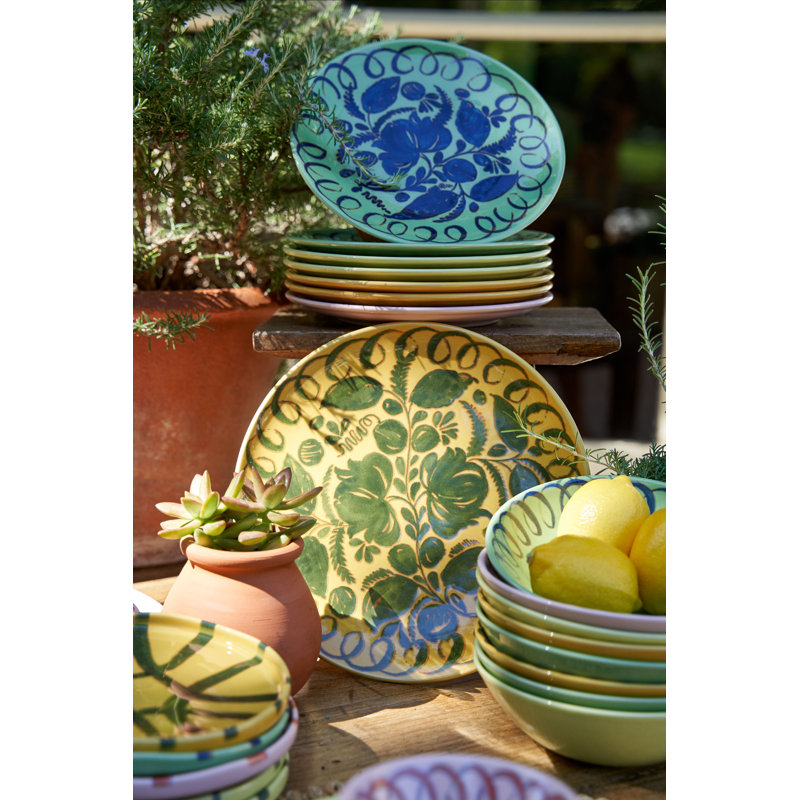 Amalfi Dessert Plate - Mustard - 9.1", Green