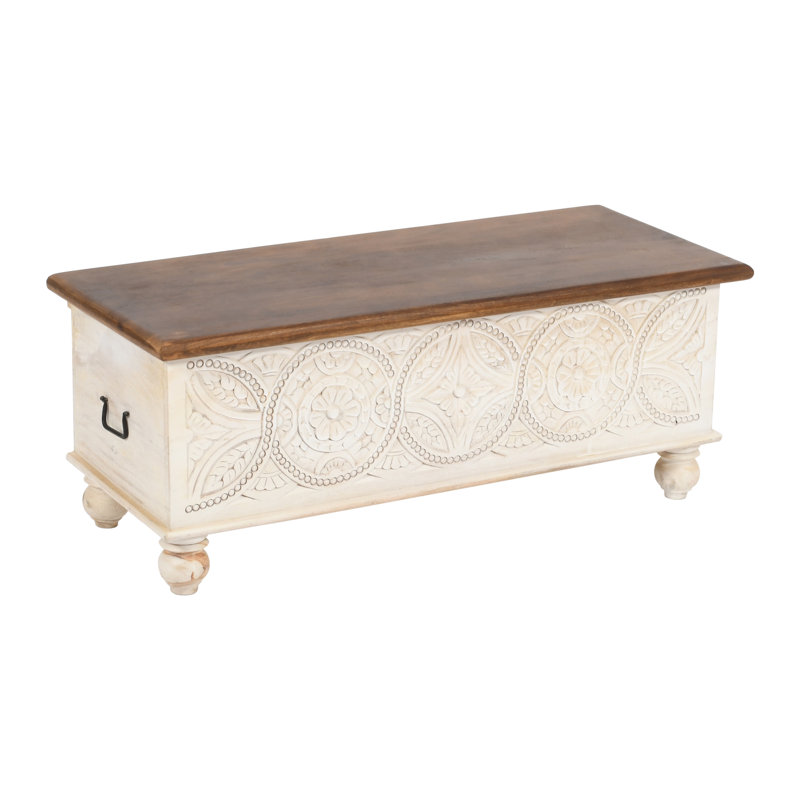 Banc de rangement en bois massif Milette