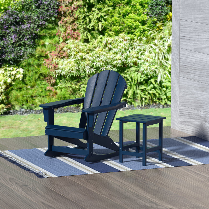 Laguna Outdoor Adirondack Chair With Table, Navy Blue