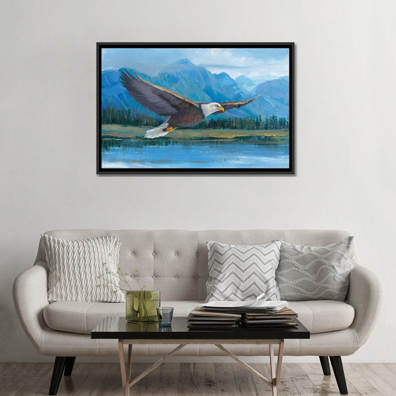 «Eagle Soaring» par Tim O'Toole - reproduction d'art sur toile tendue, H 32 po x l 48 po x P 1,5 po, Toile avec cadre noir