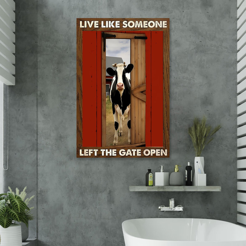 «Cow Live Like Someone Left the Gate Open», impression sur toile tendue, L 24 po x H 36 po