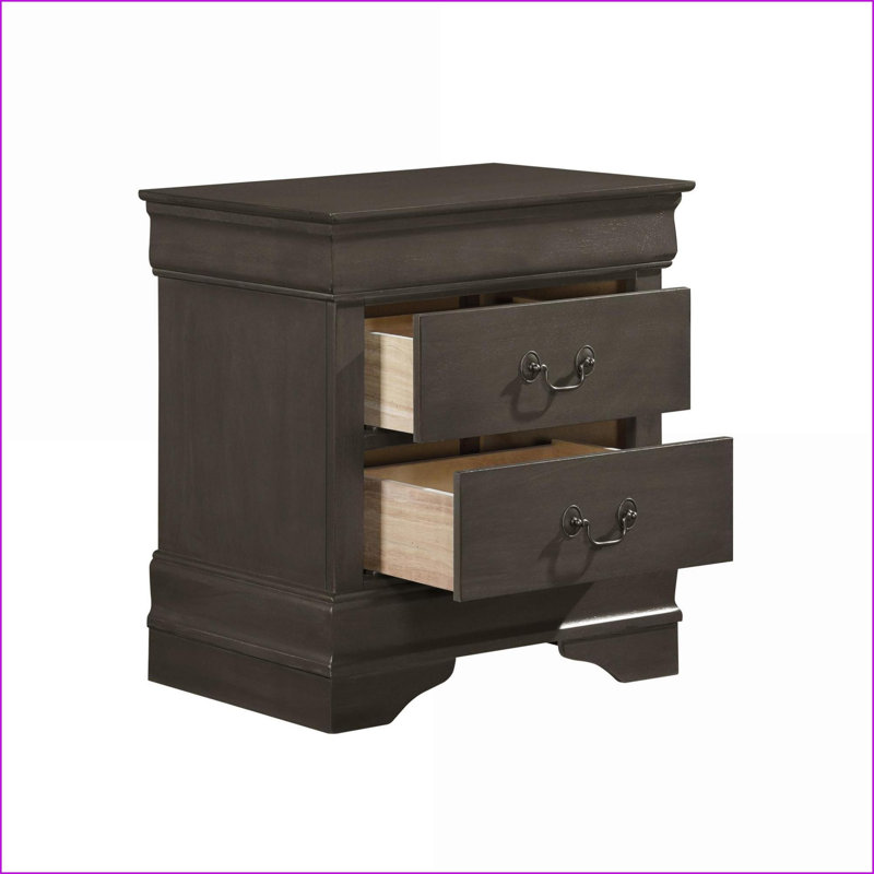 Table de chevet 2 tiroirs Traditional Louis Philippe, Gris