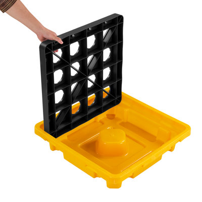 Spill Containment Pallet, 1 Drum Low Profile Spill Containment Modular Platform, 11.4 Gallon Sump, 1543 lbs Load Capacity, Heavy-Duty Polyethylene Tray with Drain, 26.4" x 26.6" x 5.9", Yellow