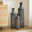 Ensemble de 3 vases de plancher en métal noir mat Modern Modern pour salon, vestibule et bureau