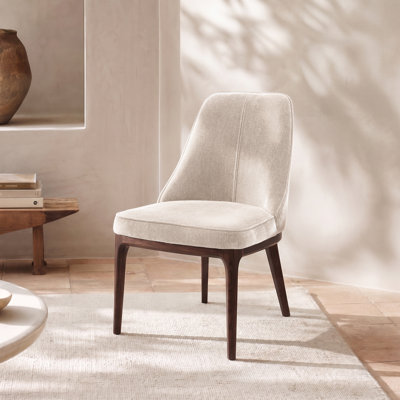 Nacra 21" Chenille Upholstered Dining Chair with Solid Ash Wood Legs, High Back Side Chair for Dining Room, Home Office