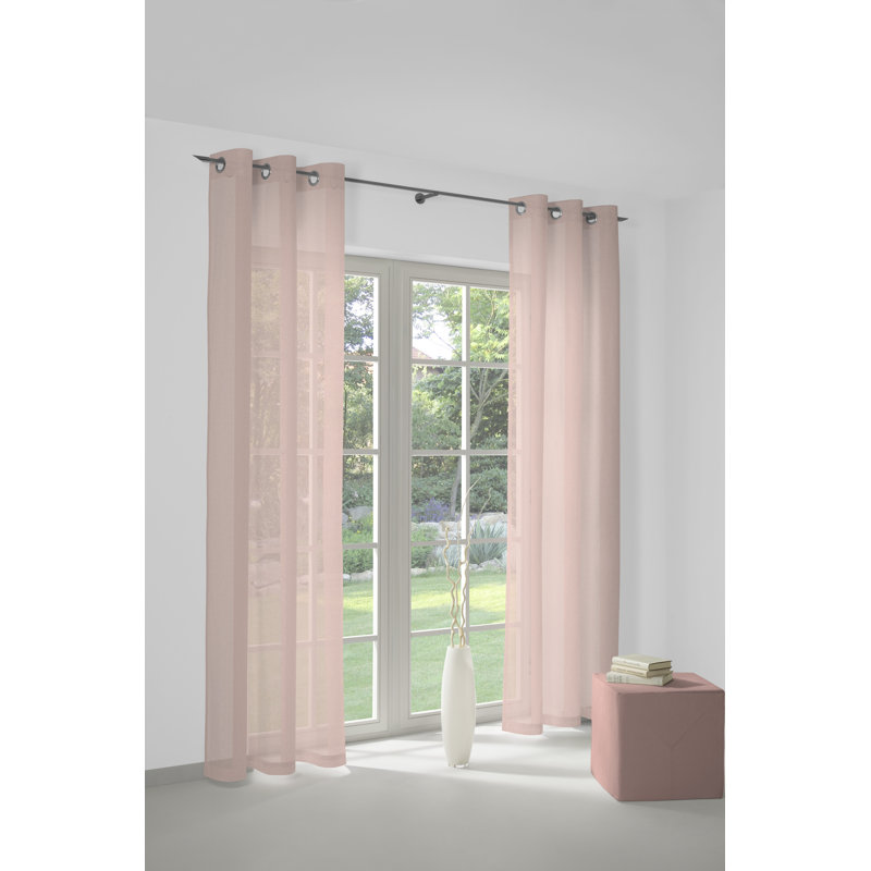 Sunday 82% Polyester And 18% Cotton Semi Sheer Curtain Single Panel, 142cm Width x 365cm Drop, Pink