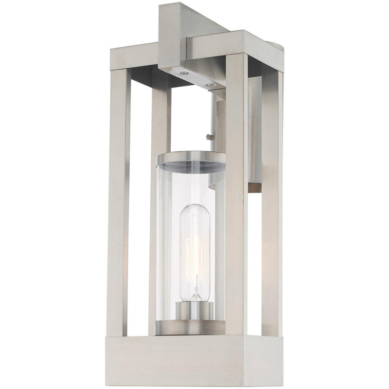 Tête de lanterne câblée à 1 lumière Binkley, H 18,88 po x l 8 po x P 10,13 po, Nickel brossé
