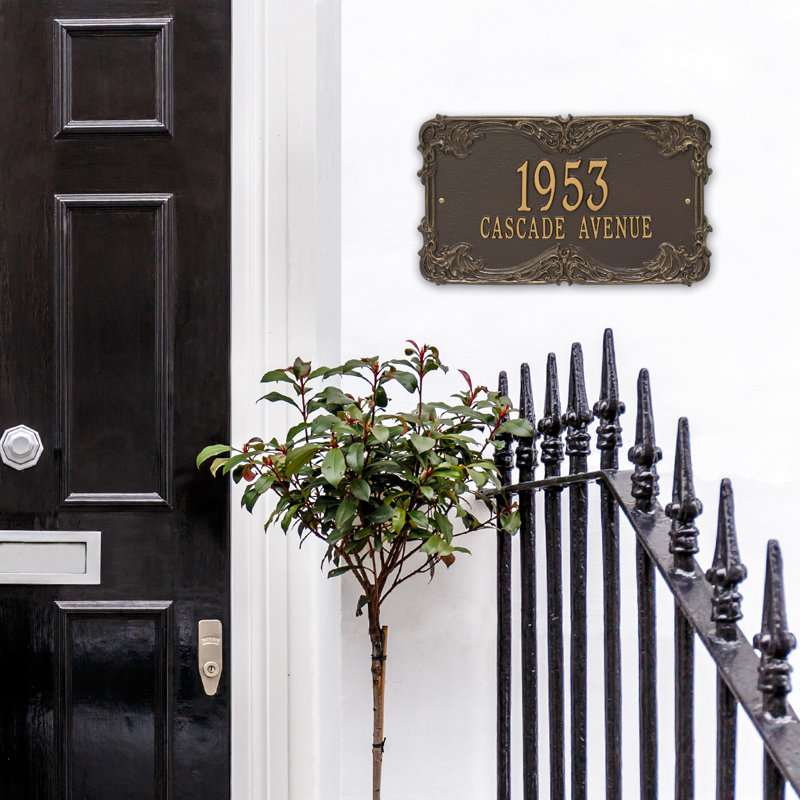 Signature Series 2-Line Wall Address Plaque, Bronze, Gold, Yes