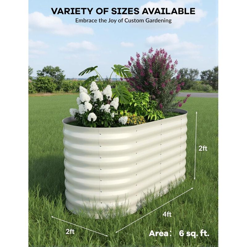 Raised Garden Bed Kits, Outdoor Metal Raised Planter Boxes with Safety Edging for Gardening Vegetables,Fruits,Flower ( 4x2x2ft )