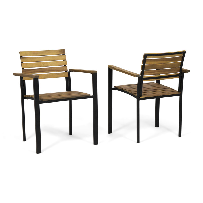 Chaises de salle à manger arrière - et noir, bois, patio élégant moderne + pour