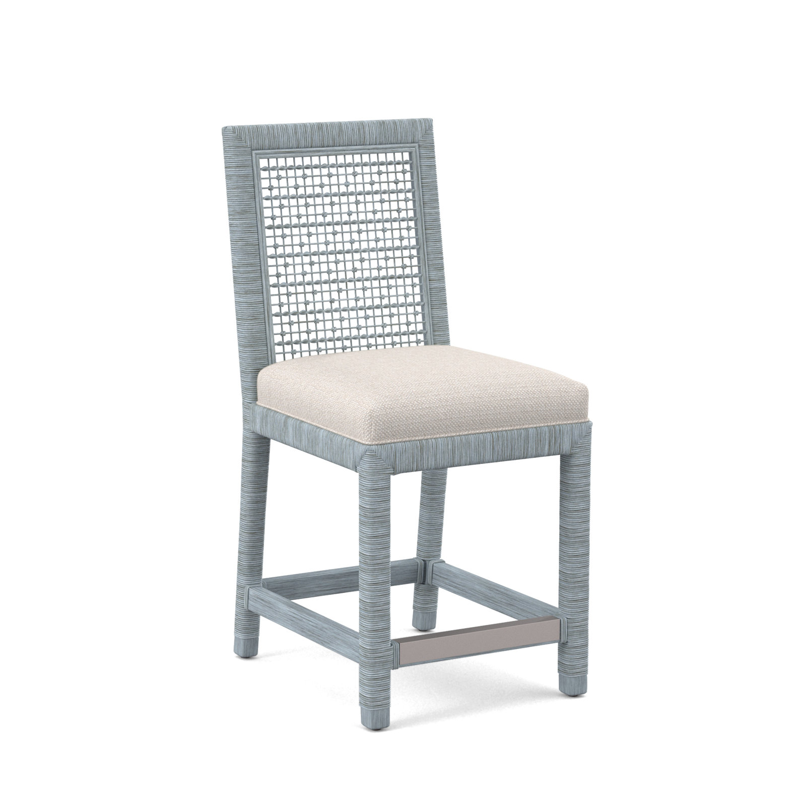 Scotia 24" Counter Stool, White Textured Performance, Sea Glass