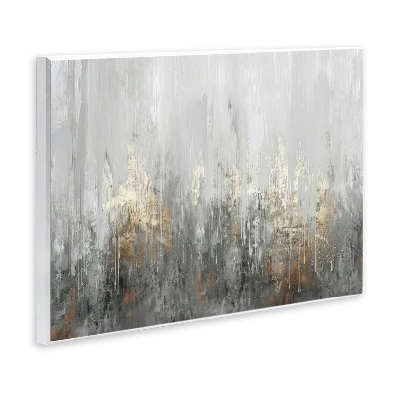  Art mural gris et argenté abstrait par LSR Design Studio, H 10 po x l 15 po
