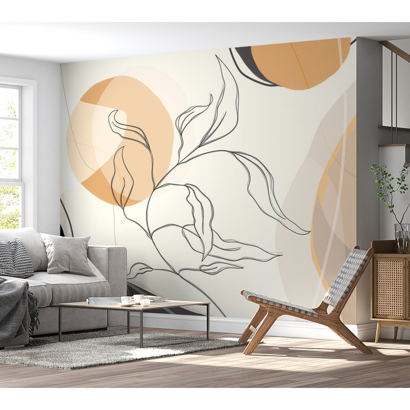 Papier peint abstrait avec lignes modernes, L 110 po x l 157 po