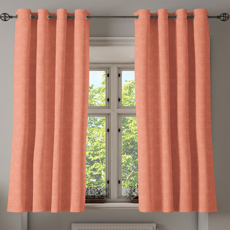 Ambesonne Sateen Semi Sheer Pair, 50" W x 63" L