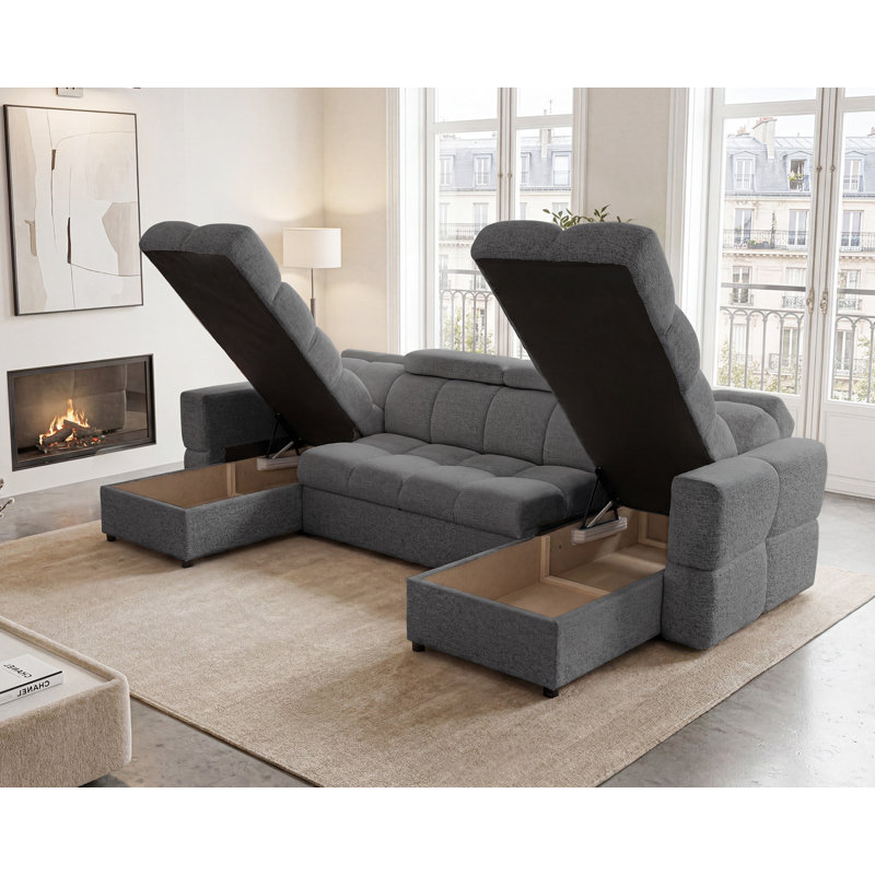 Sectional, GREY Polyester Blend