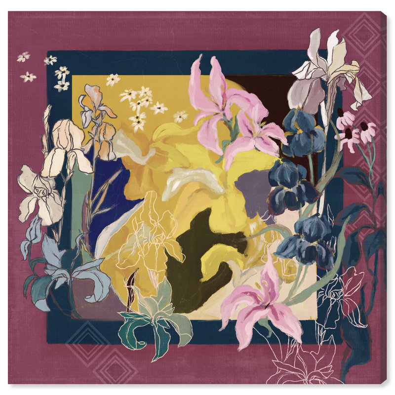 Layered Bloom Canvas Floral & Botanical Print by Oliver Gal, Black Frame, 12 x 12, 30"H x 30"W, Gallery Wrapped