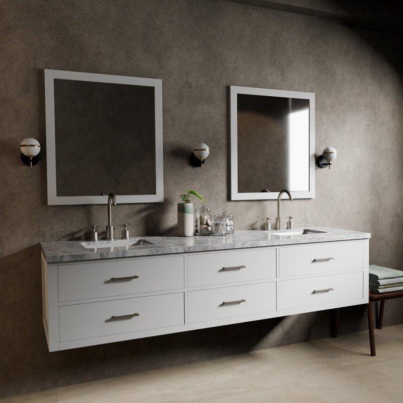Meuble-lavabo double l 84 po x P 22 po Castor, Blanc