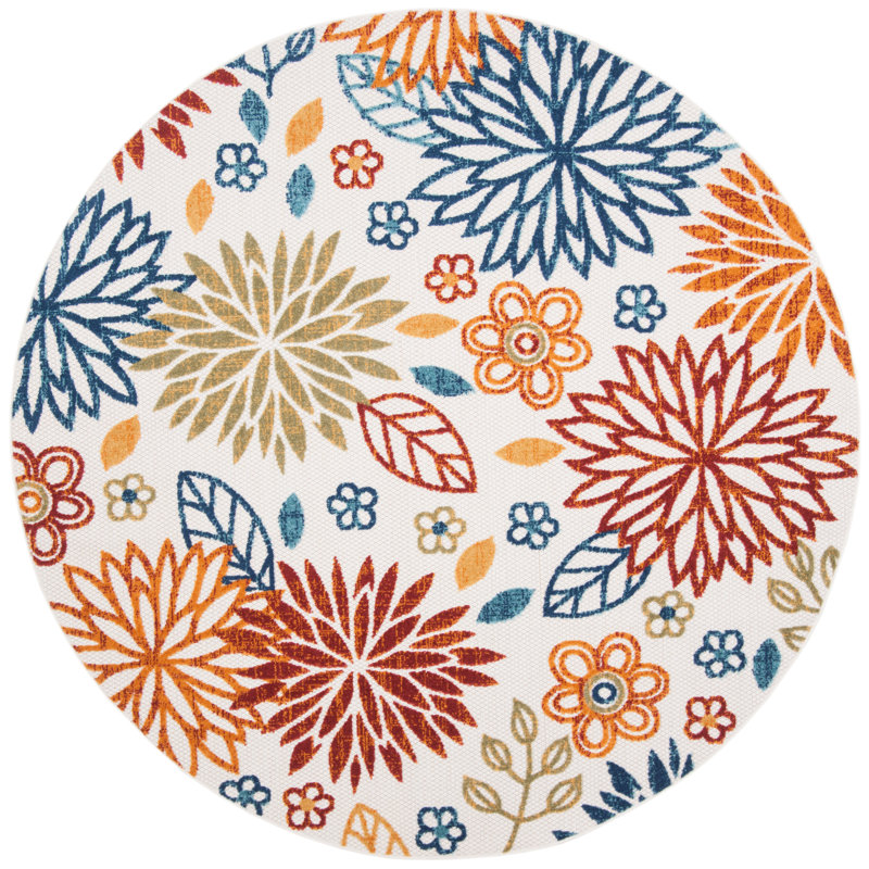 Kellems Performance Floral Indoor/Outdoor Area Rug, Round 4'