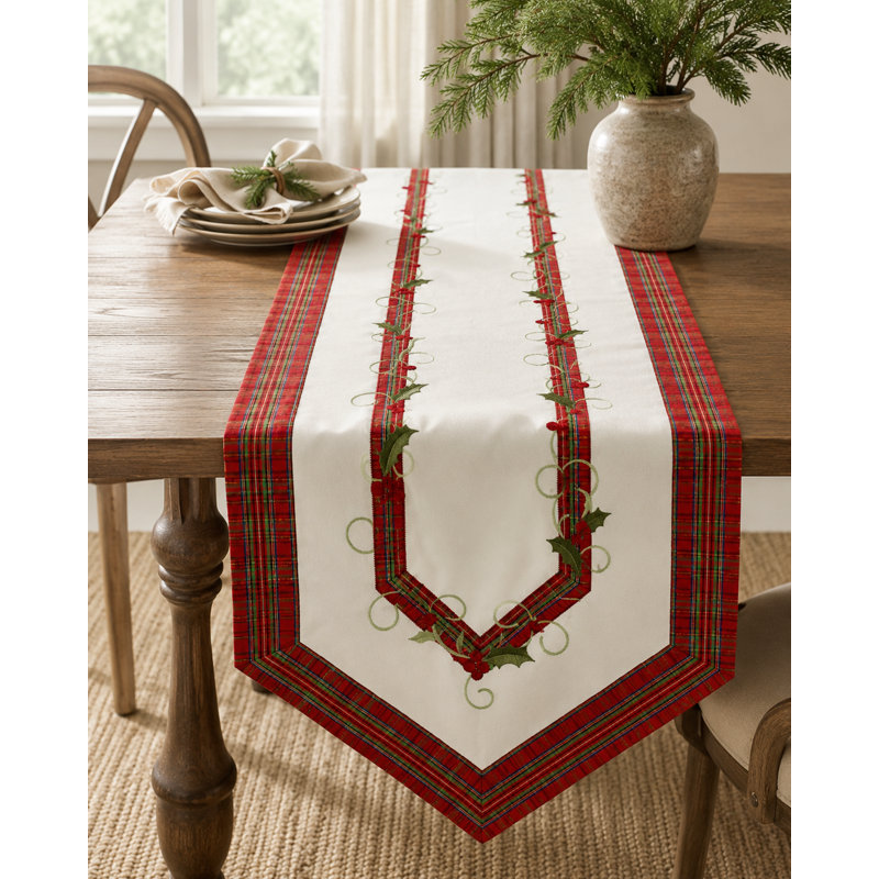 Salvaggio Embroidered Holiday Table Runner, 54" L x 15" W