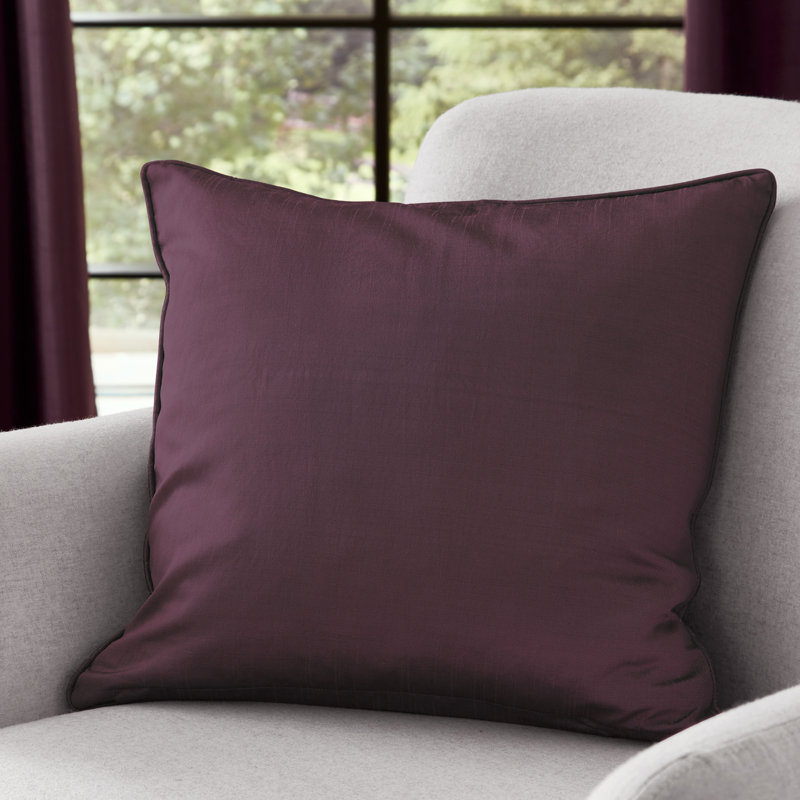 Faux Silk Cushion Cover, Aubergine, Polyester