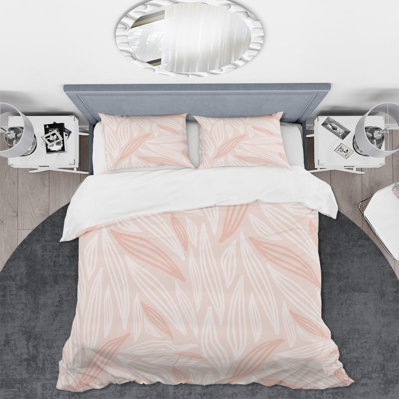 Ensemble de housse de couette rose Mid-Century moderne en polyester microfibre rose